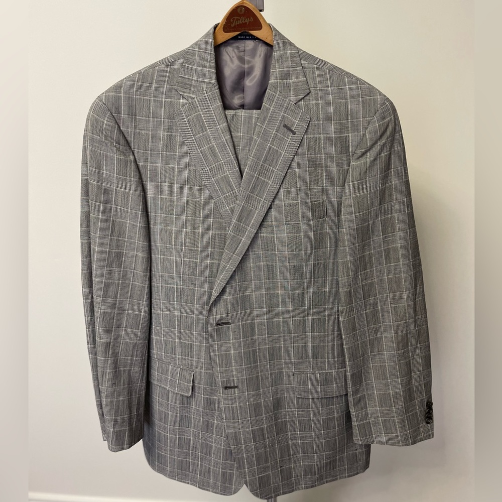 Hickey Freeman grey plaid suit